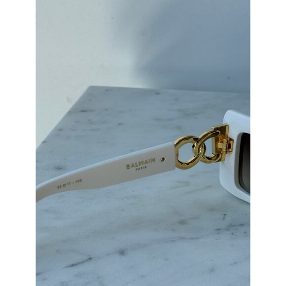 NEW Balmain Imperial Matte White Gold Sunglasses $875 - Picture 9 of 10